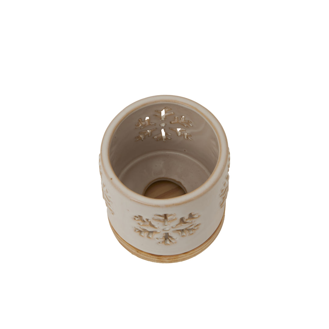Alora-Ceramic-Snowflake-Candle-Holder-On-Wood-Base