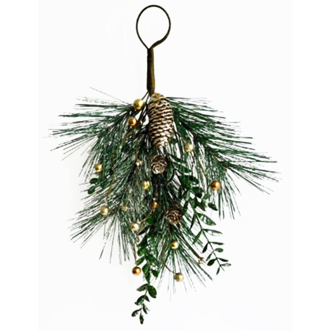 Christmas-Soft-Gold-Teardrop-Swag-With-Pinecones