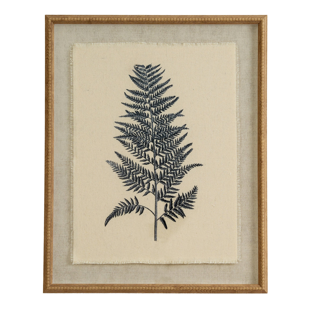 Flora & Fauna Collection Beech Fern on Linen in Beaded Frame