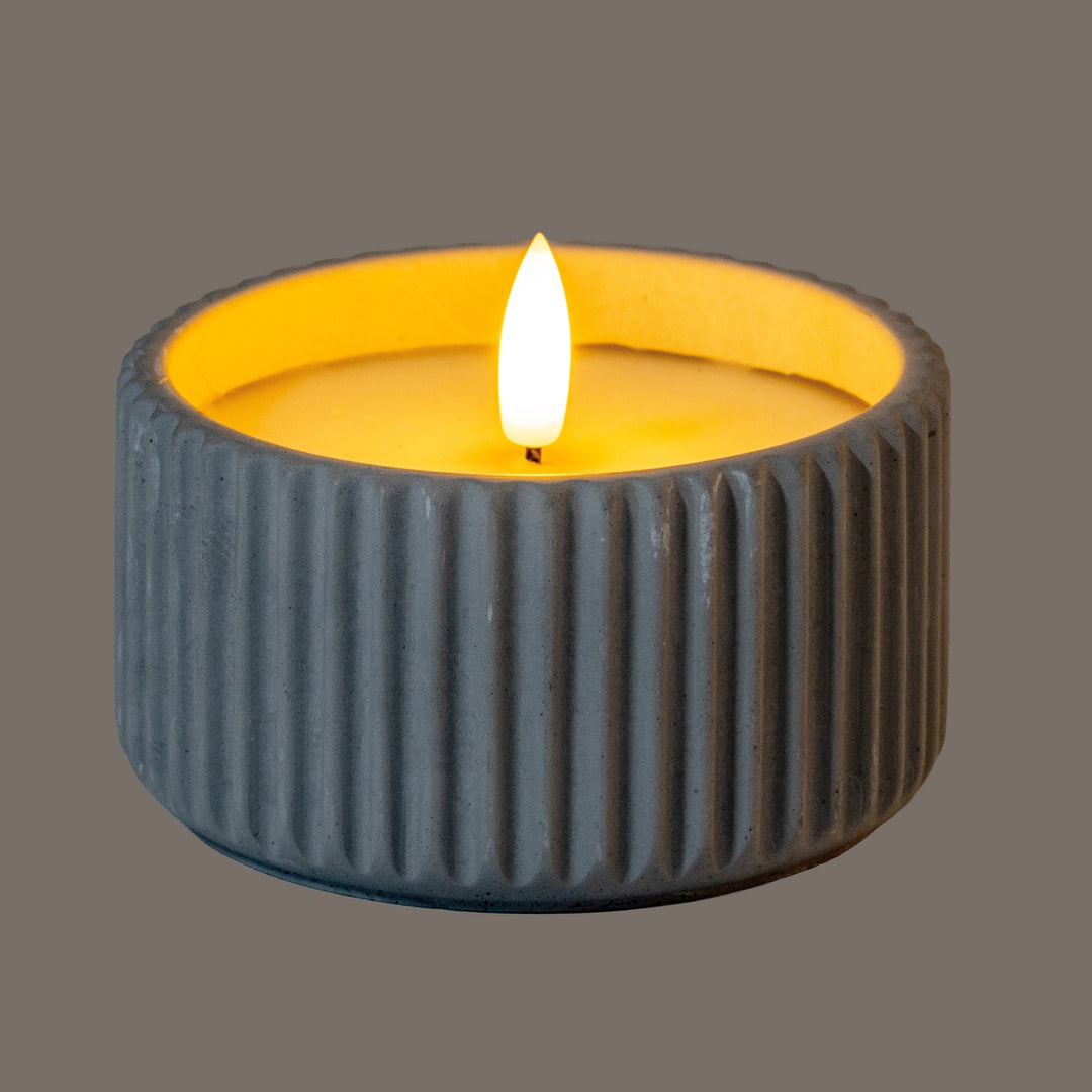 Luxe Collection Natural Glow Small Chalk Ribbed LED Candle