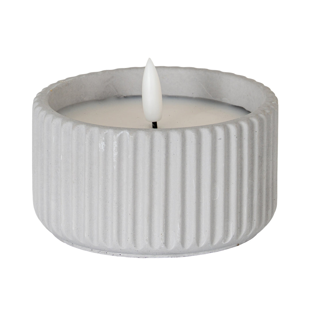 Luxe Collection Natural Glow Small Chalk Ribbed LED Candle