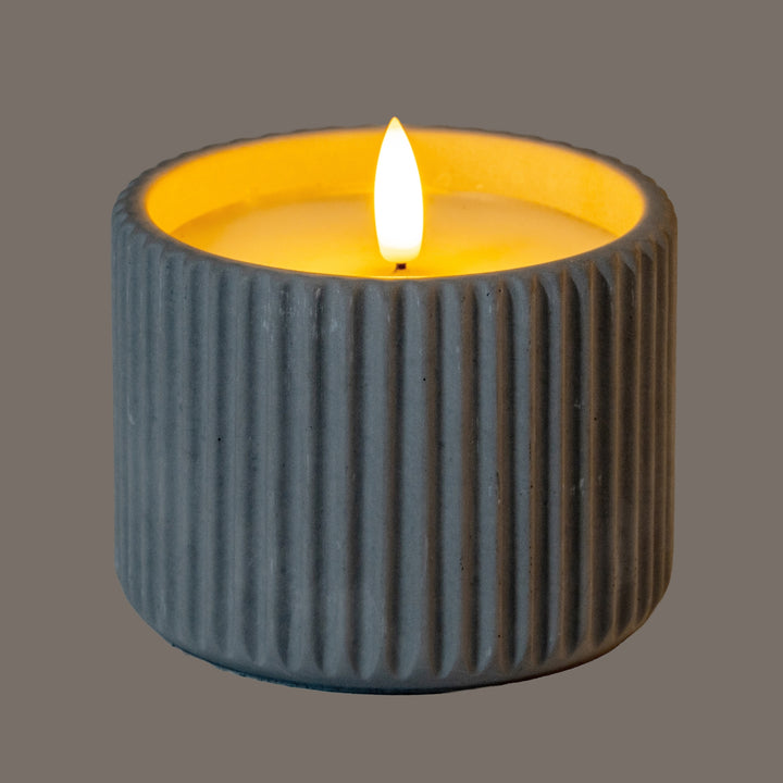 Luxe Collection Natural Glow Medium Chalk Ribbed LED Candle