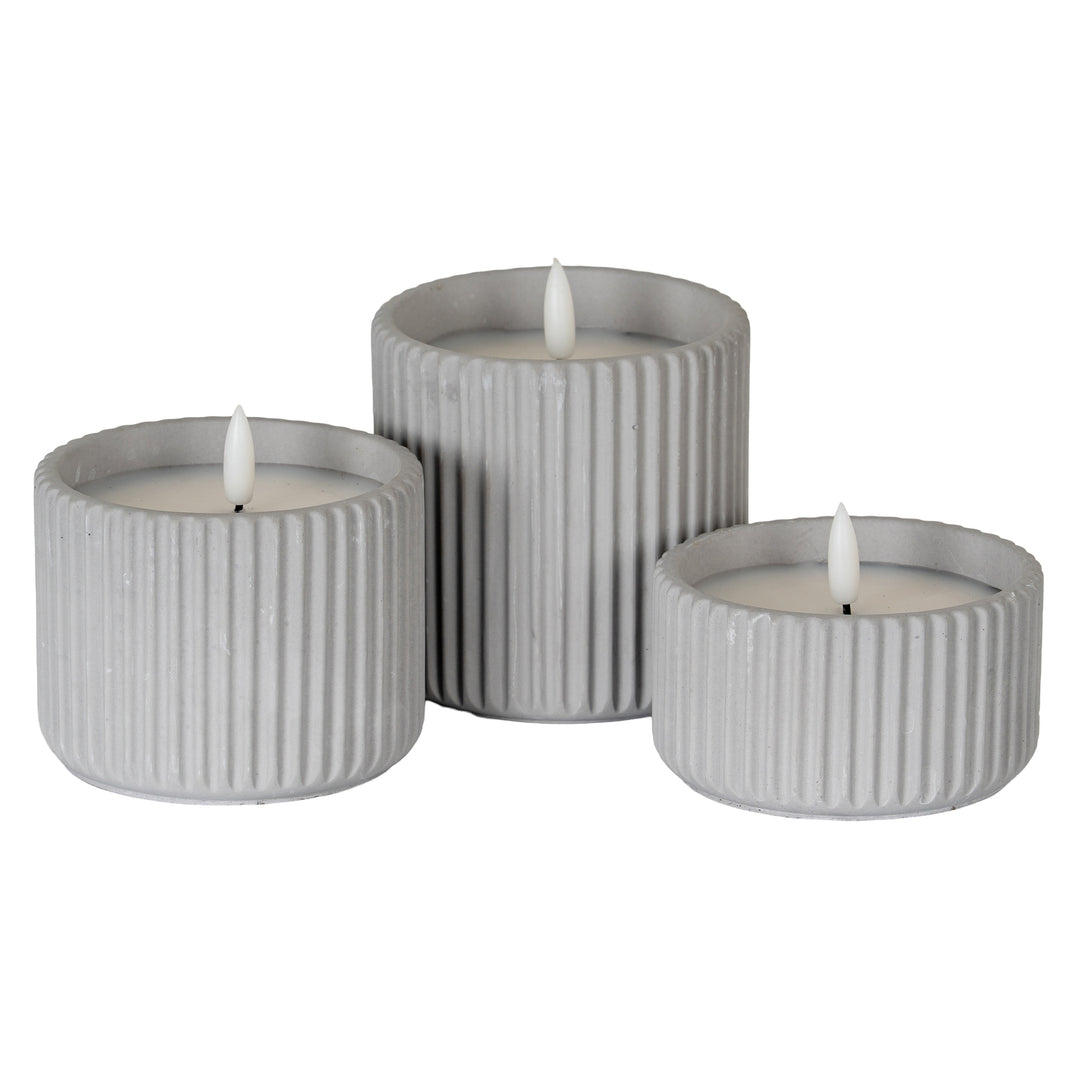 Luxe Collection Natural Glow Medium Chalk Ribbed LED Candle