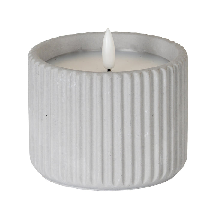 Luxe Collection Natural Glow Medium Chalk Ribbed LED Candle