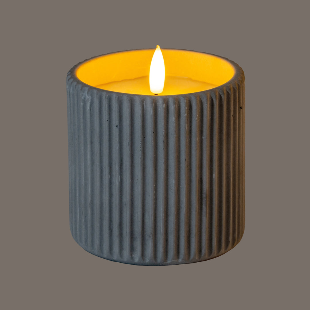 Luxe Collection Natural Glow Large Chalk Ribbed LED Candle