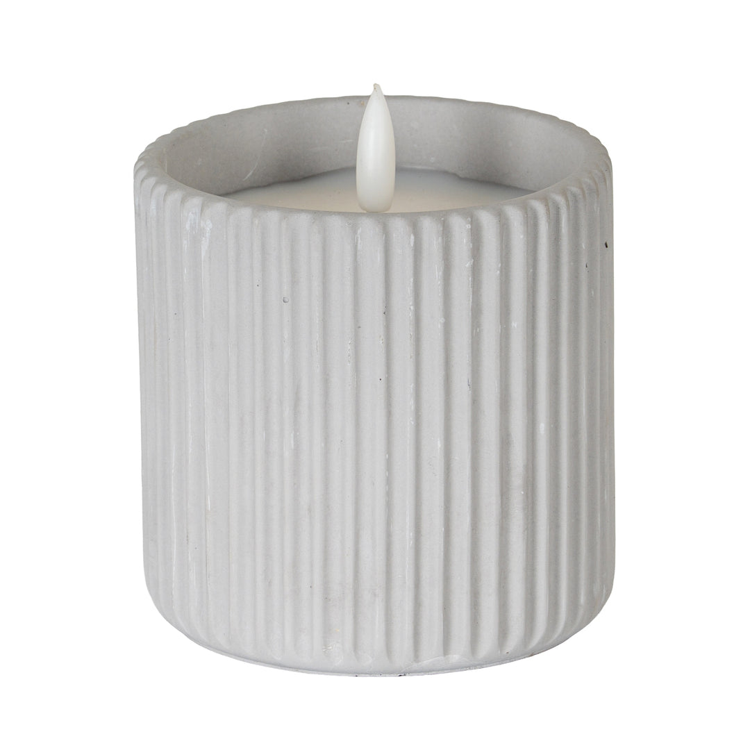 Luxe Collection Natural Glow Large Chalk Ribbed LED Candle