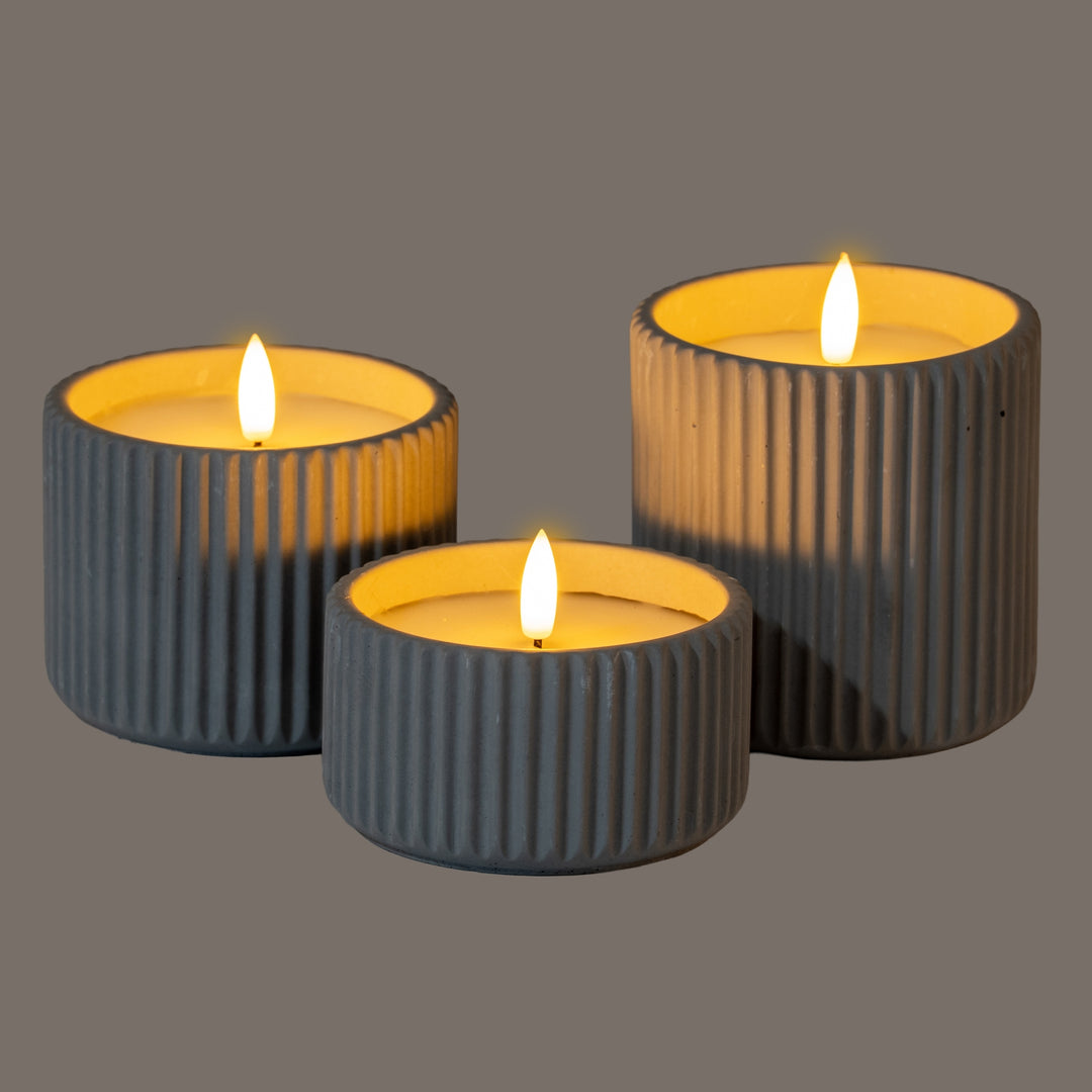 Luxe Collection Natural Glow Small Ribbed LED Candle