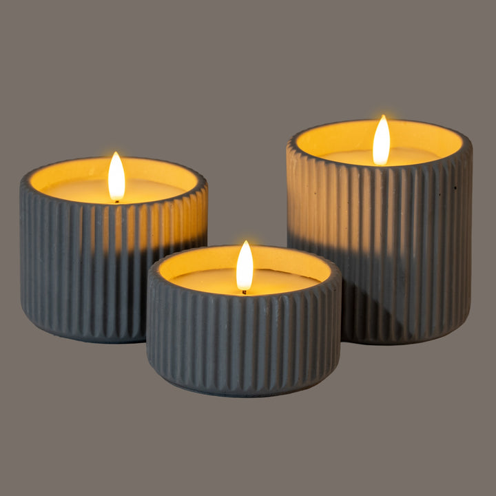 Luxe Collection Natural Glow Small Ribbed LED Candle