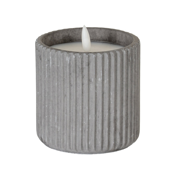 Luxe Collection Natural Glow Large Grey Ribbed LED Candle