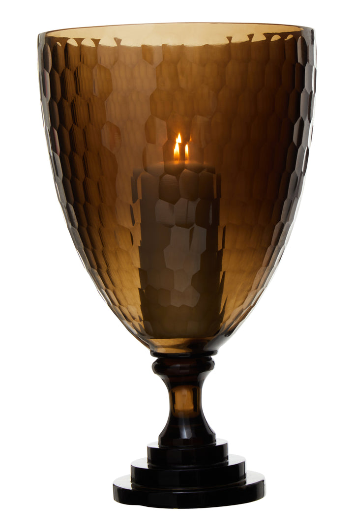 Cortina Candle Holder – Medium, in Glass with Honeycomb Design