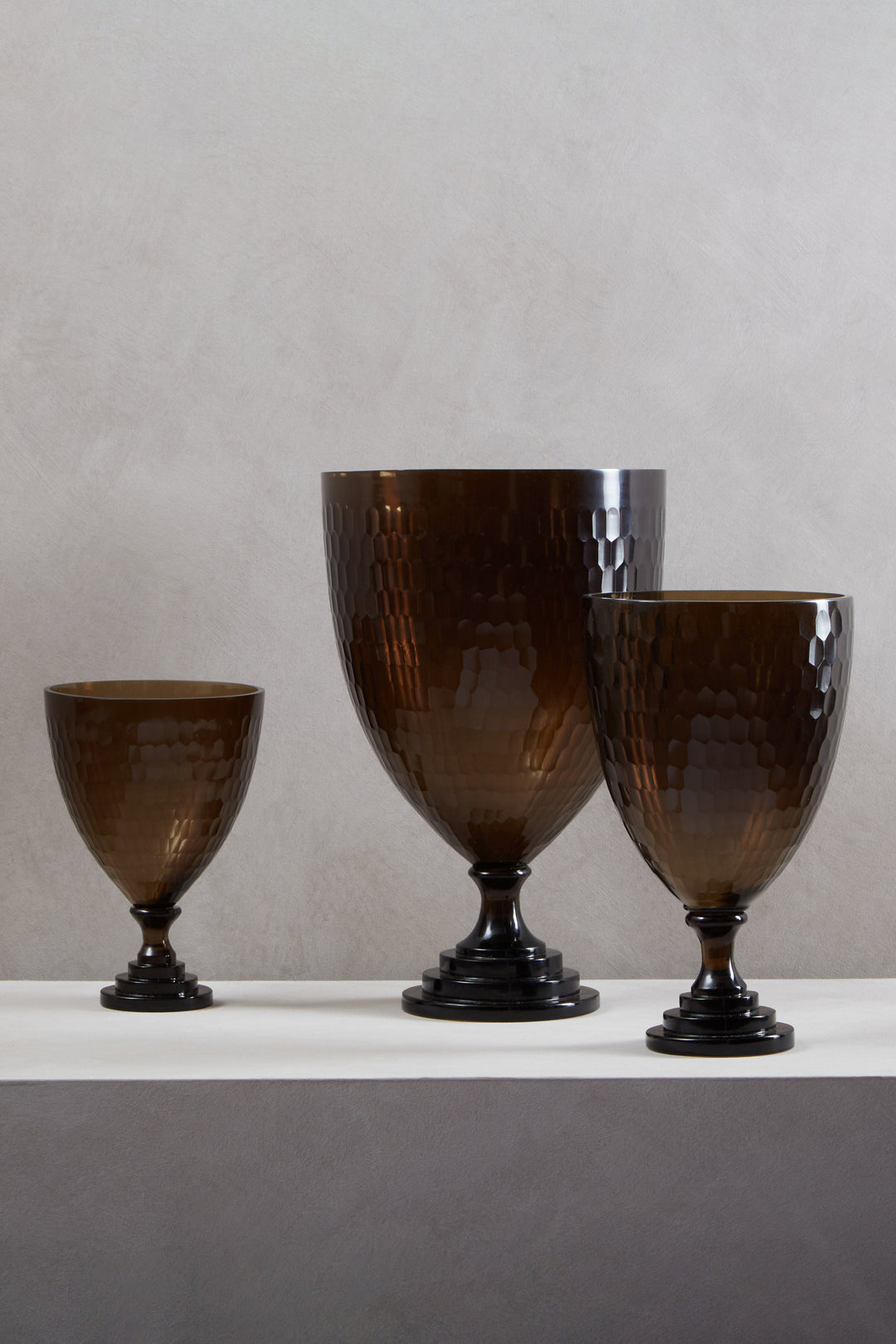 Cortina Candle Holder – Medium, in Glass with Honeycomb Design