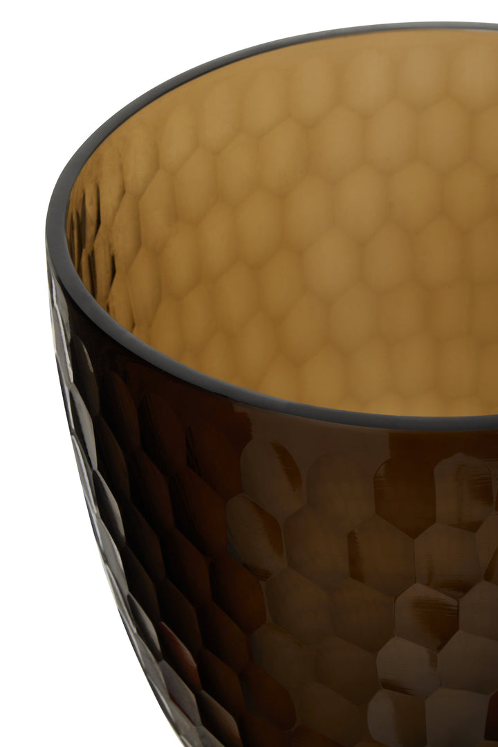 Cortina Candle Holder – Medium, in Glass with Honeycomb Design