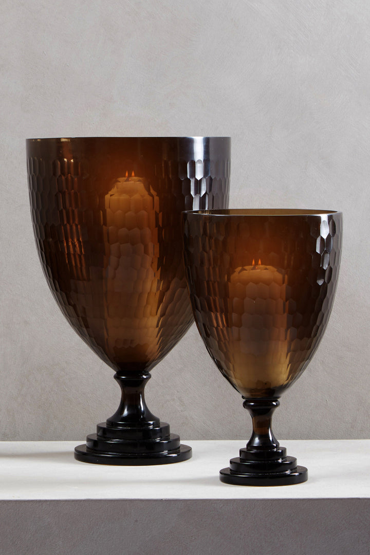 Cortina Candle Holder – Large, in Glass with Honeycomb Design