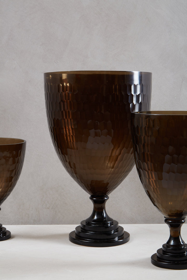 Cortina Candle Holder – Large, in Glass with Honeycomb Design