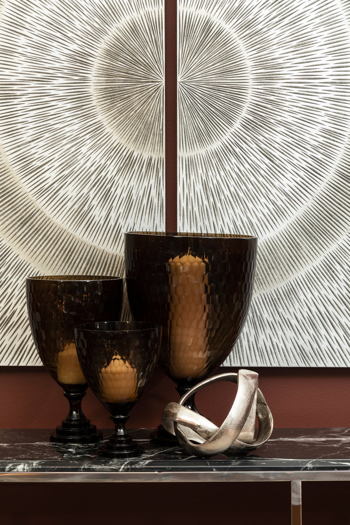 Cortina Candle Holder – Large, in Glass with Honeycomb Design
