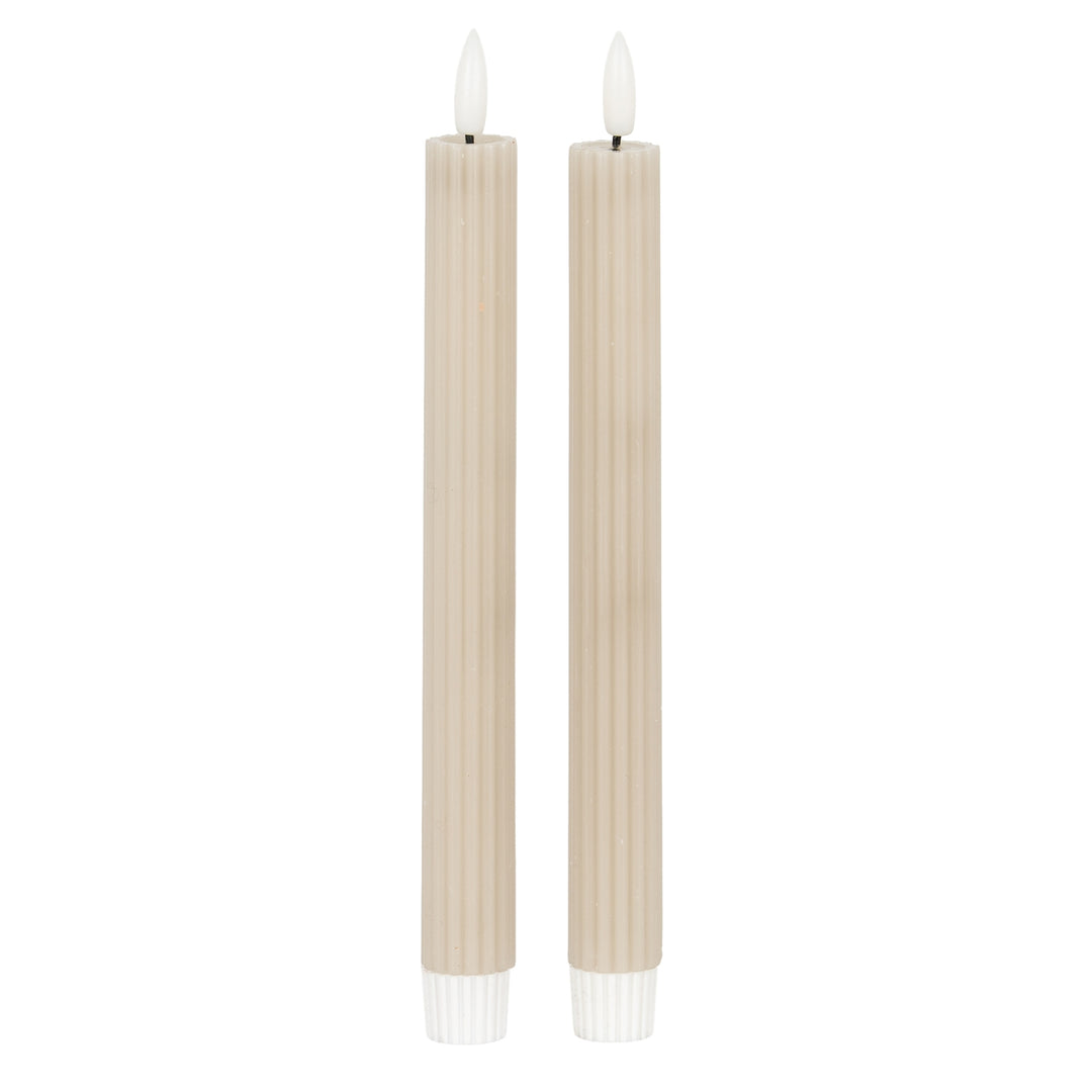Luxe Collection Natural Glow Taupe Ribbed Taper Candles