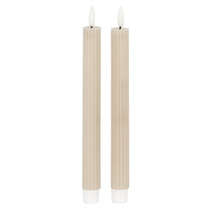 Luxe Collection Natural Glow Taupe Ribbed Taper Candles