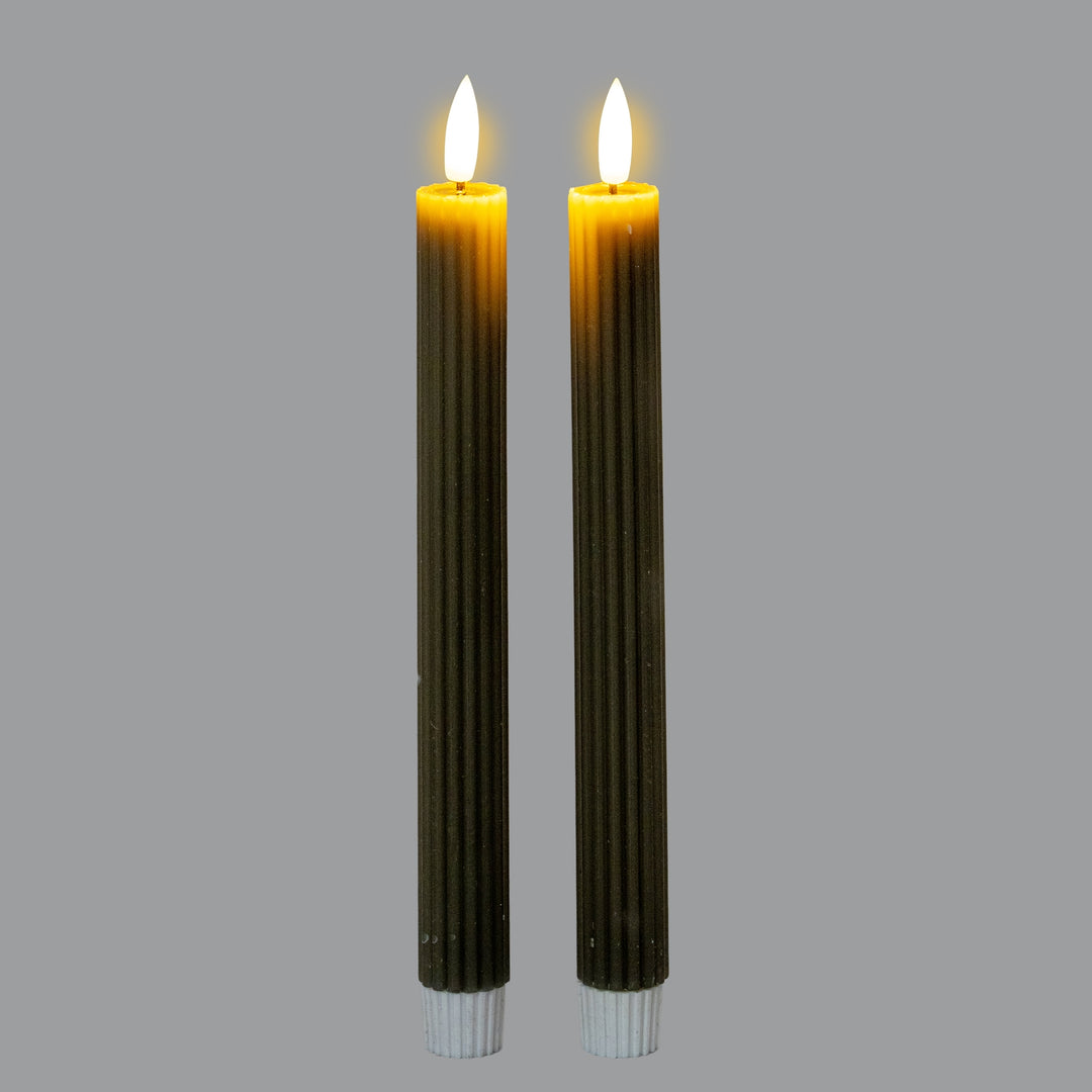 Modern & Reusable: Grey Ribbed Taper LED Candles