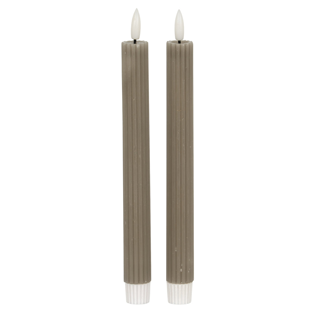 Modern & Reusable: Grey Ribbed Taper LED Candles