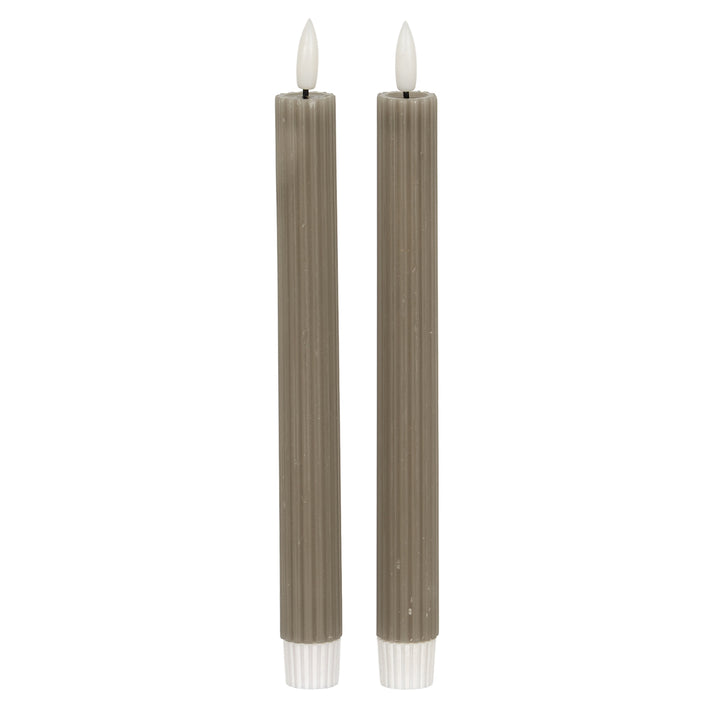 Modern & Reusable: Grey Ribbed Taper LED Candles