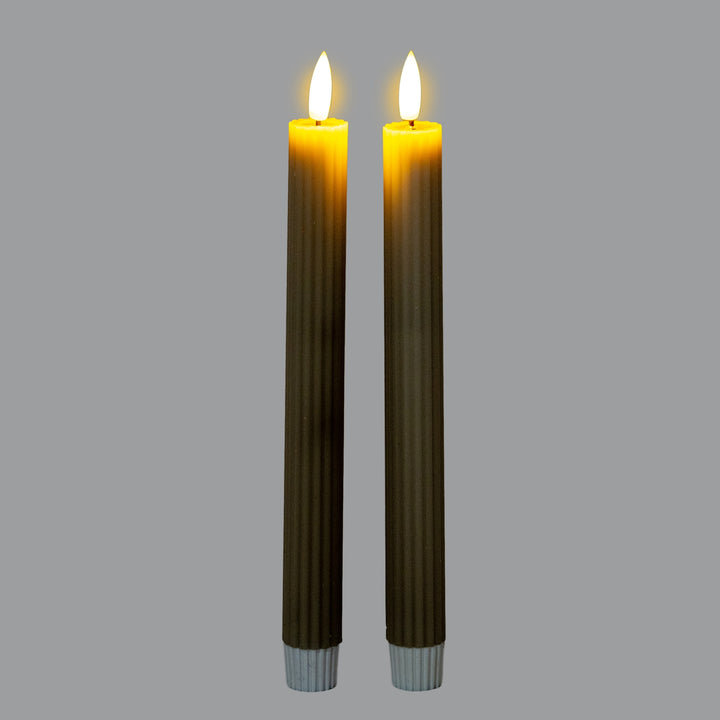 Earth-Friendly Glow: Sage Ribbed Taper LED Candles