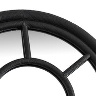 Black Wood Tall Arched Window Wall Mirror