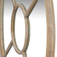 Washed Wood Round Window Style Mirror