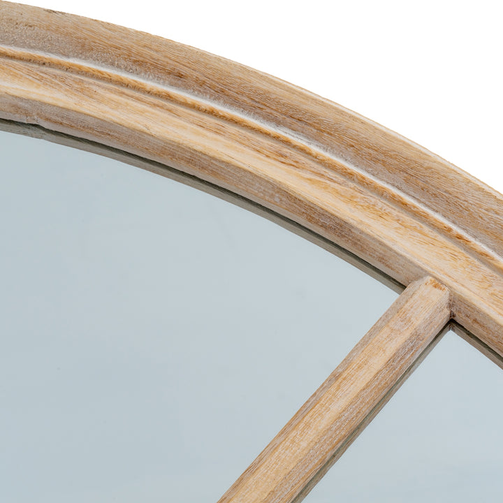 Washed Wood Round Window Style Mirror