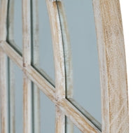 Washed Wood Arched Window Wall Mirror