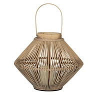 Cone Wicker Lantern with Glass Candle Holder