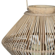 Cone Wicker Lantern with Glass Candle Holder