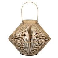 Cone Wicker Lantern with Glass Candle Holder