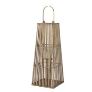 Large Silo Wicker Lantern with Glass Candle Holder