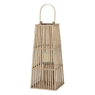 Medium Silo Wicker Lantern with Glass Candle Holder
