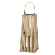 Small Silo Wicker Lantern with Glass Candle Holder