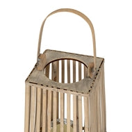 Small Silo Wicker Lantern with Glass Candle Holder