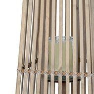 Small Silo Wicker Lantern with Glass Candle Holder