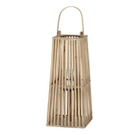 Small Silo Wicker Lantern with Glass Candle Holder