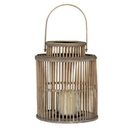 Cylinder Wicker Lantern with Glass Candle Holder
