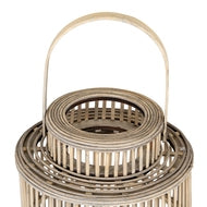 Cylinder Wicker Lantern with Glass Candle Holder