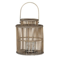 Cylinder Wicker Lantern with Glass Candle Holder