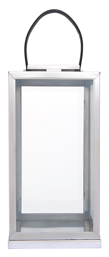 Seaville Steel Lantern – Silver with Hair-on-Leather Handle (Large)