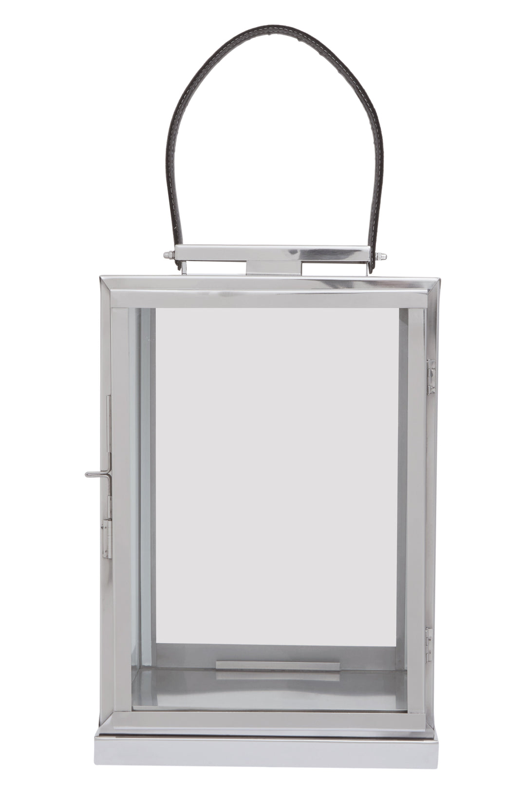 Herber Small Silver Lantern with Leather Handle