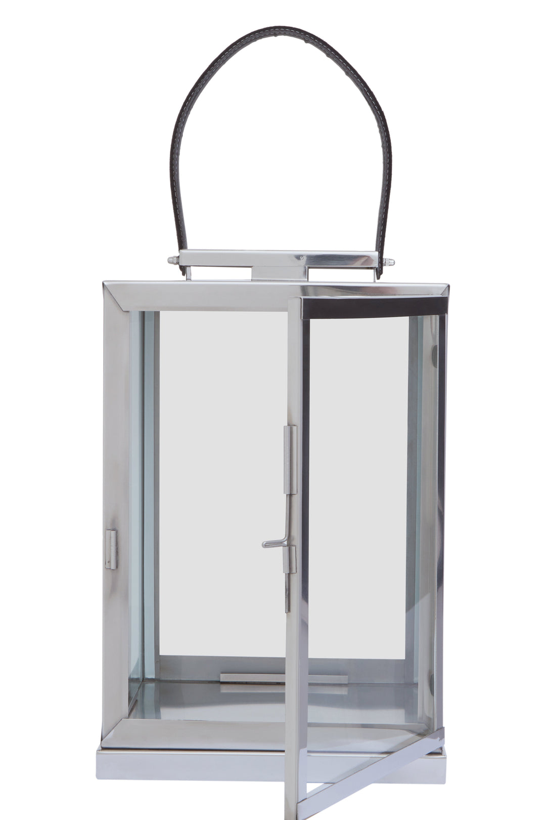 Herber Small Silver Lantern with Leather Handle