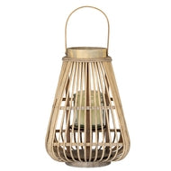 Medium Peardrop Wicker Lantern with Glass Candle Holder