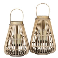 Medium Peardrop Wicker Lantern with Glass Candle Holder
