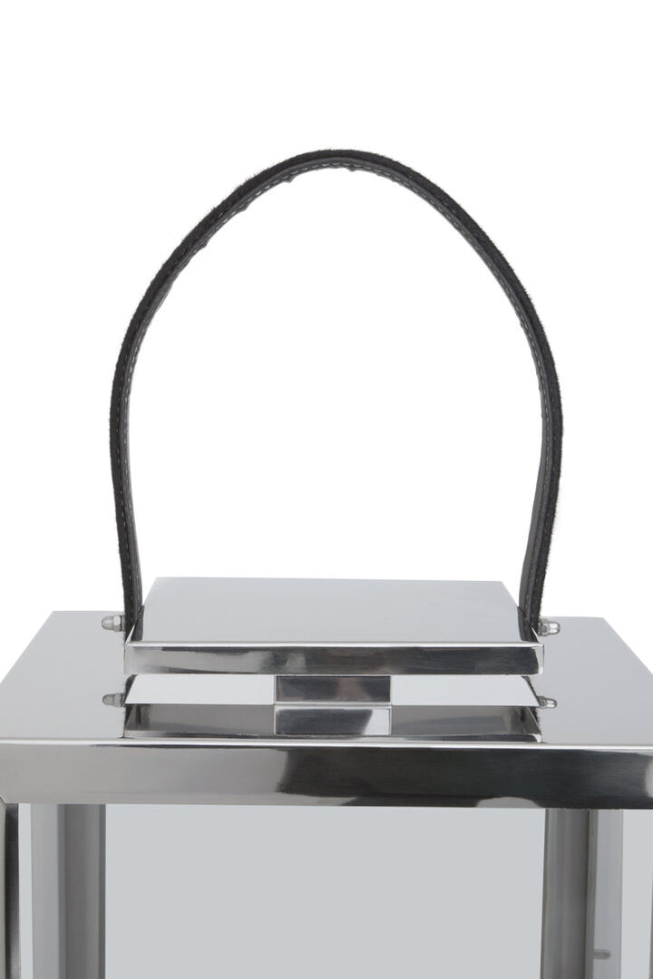 Seaville Steel Lantern – Silver with Hair-on-Leather Handle (Small)