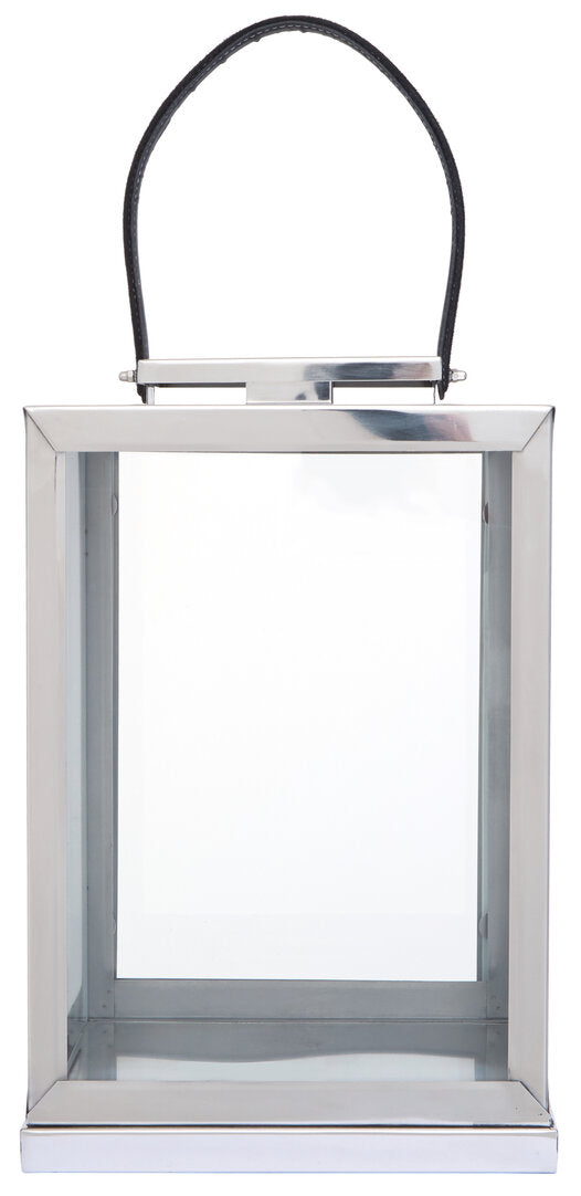 Seaville Steel Lantern – Silver with Hair-on-Leather Handle (Small)