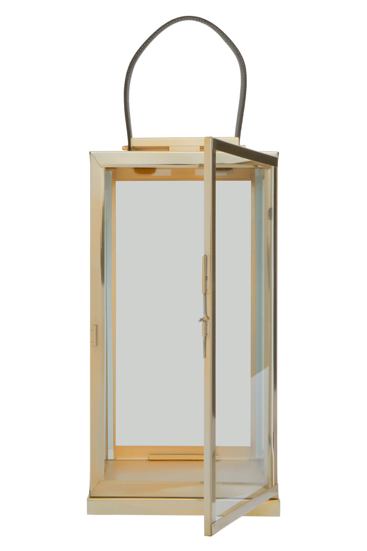 Herber Large Gold Lantern with Leather Handle