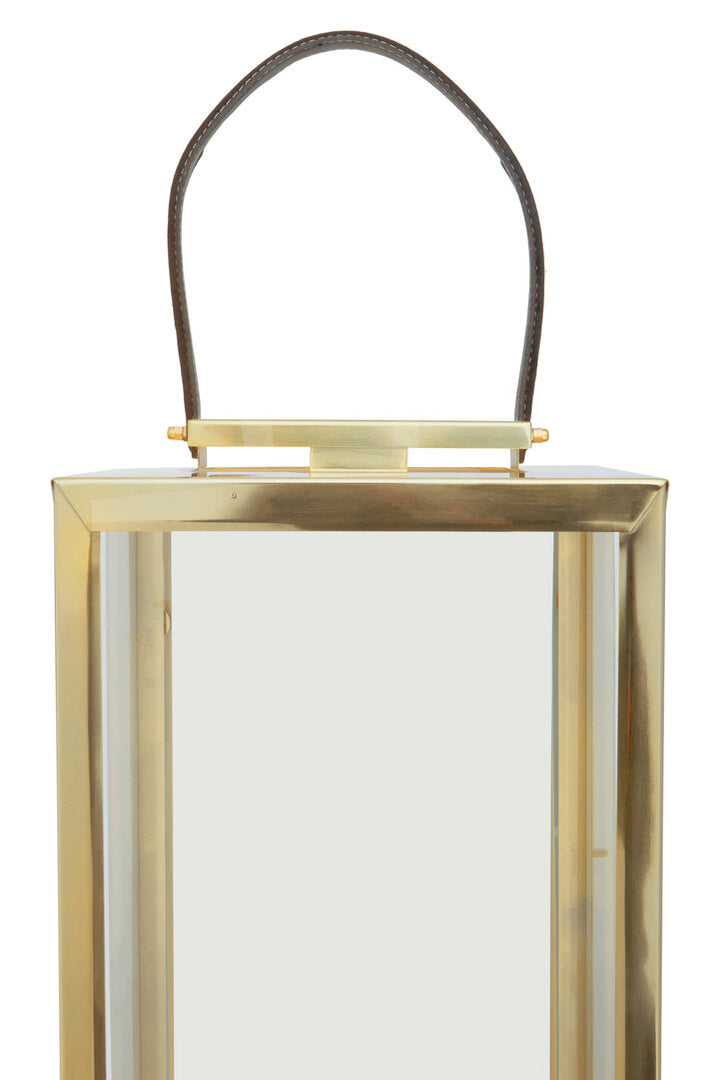Seaville Steel Lantern – Gold with Hair-on-Leather Handle (Large)